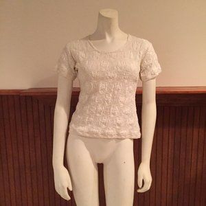 Topolino Vintage White Lace Shirt - Size: XS (estimated)
